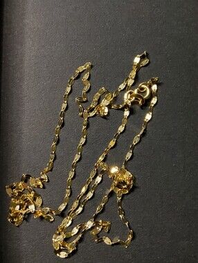 Solid 10K Yellow Gold Thin Delicate Link Chain Necklace, 2mm 24in